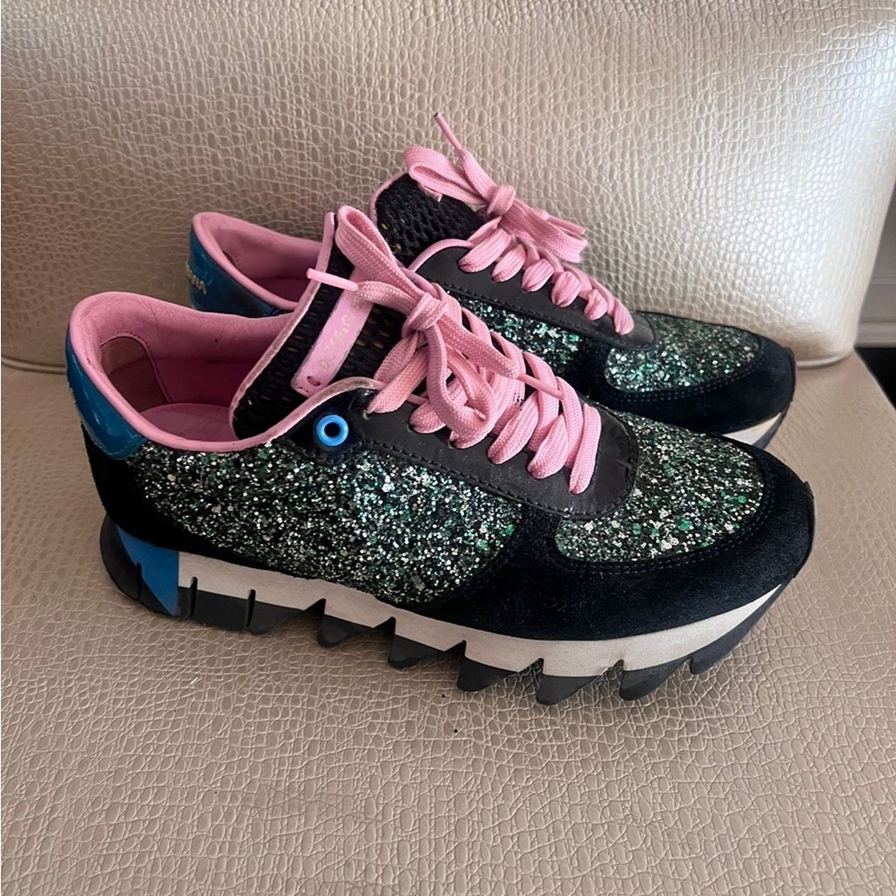 Dolce & Gabbana unique pink lace glitter Sneakers